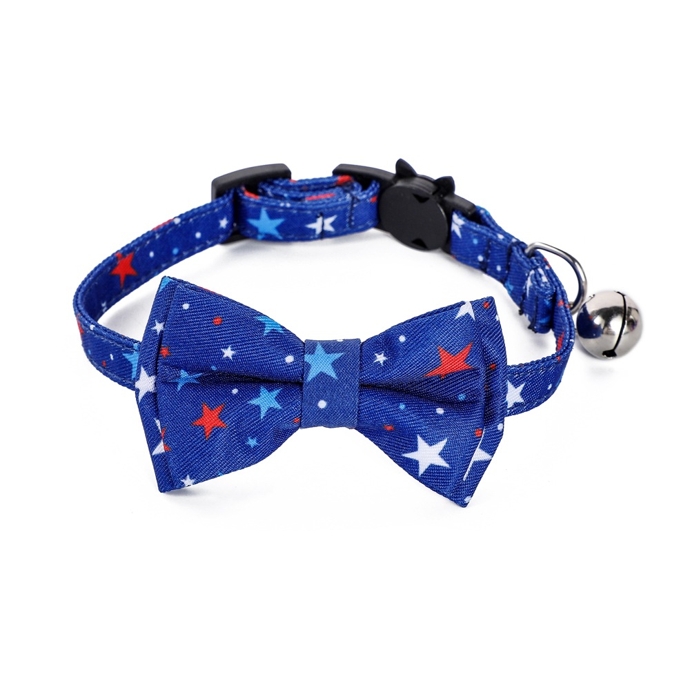 Tanpopo transfronterizo venta caliente gatos collar mascota arco corbata bandera americana anillo de gatos decoración impresa al por mayor