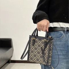 TB新款迷你手提琴谱包经典复古斜跨小托特时尚百搭通勤印花风琴包