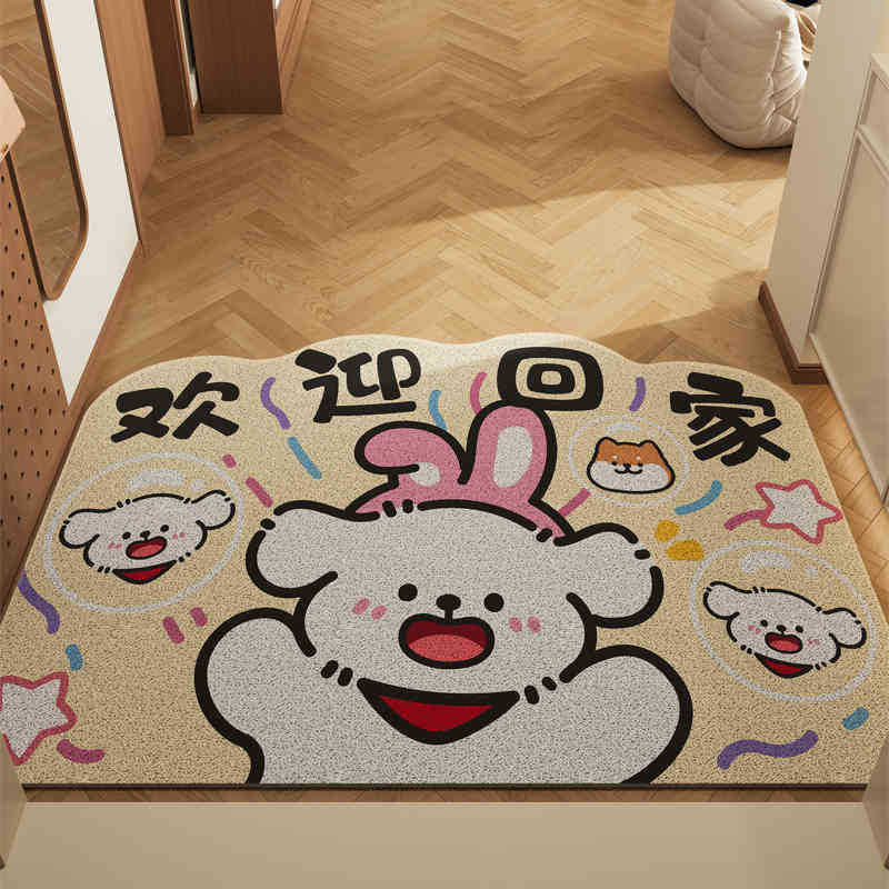 卡通丝圈入户门地垫新款进门耐脏防滑脚垫客厅入门地毯可裁剪|undefined