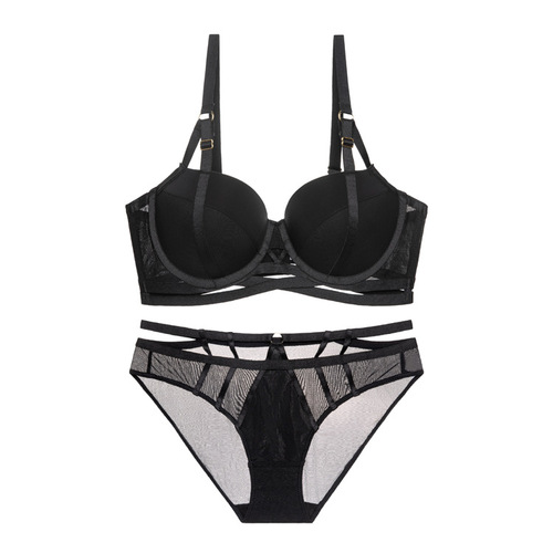 Push-up bra set, thin side-closed women's sexy pure lust straps, special bra for small breasts, underwear set