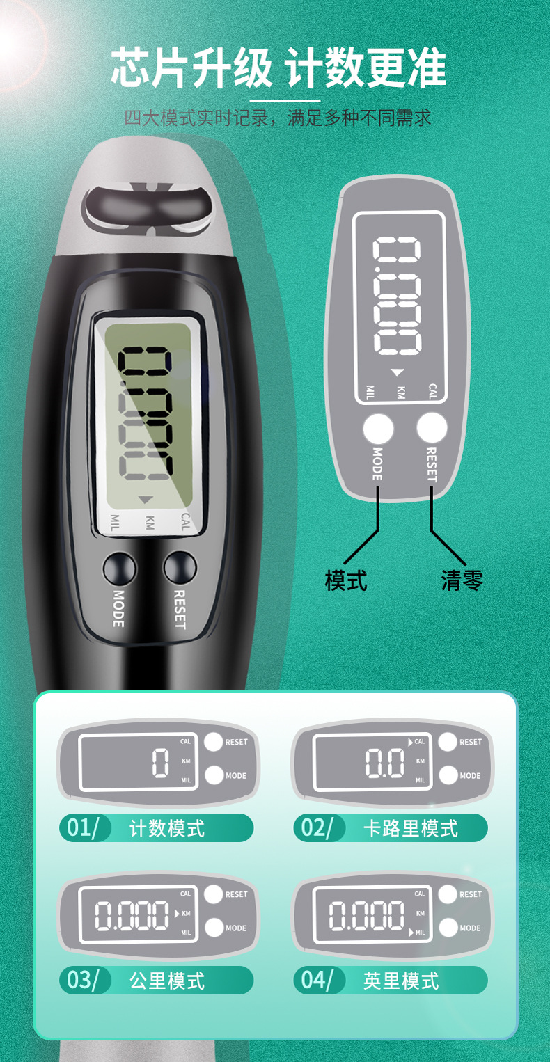 智能电子计数跳绳成人健身运动学生中考竞速无绳负重 钢丝绳批发详情5