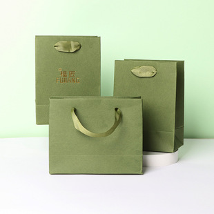 High-grade retro green horizontal plate vertical version jewelry gold and silver jewelry bracelet portable gift bag premium paper logo
