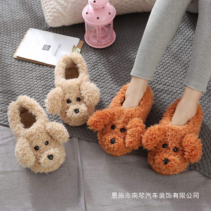 Home Cotton Slippers for Women, Indoor Couple Home, Four-Season Soft-Soled Silent Simple Non-Slip Wear-Resistant Furry Slippers for Men