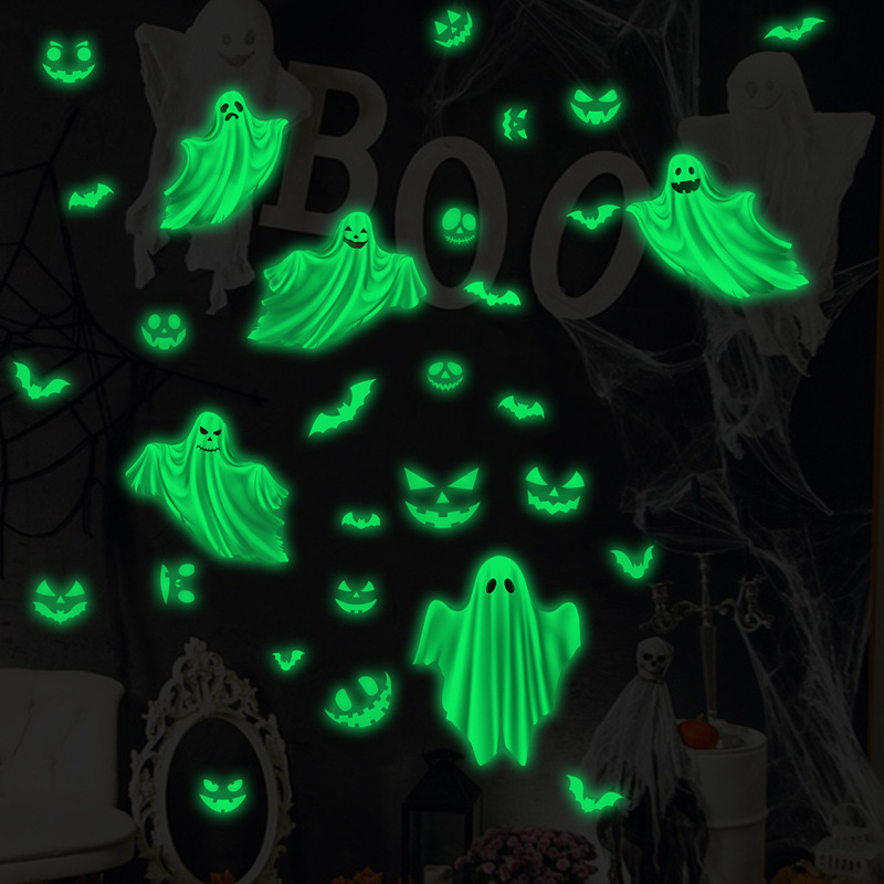 Ofer Halloween Ghost Pet Film Luminous Sticker Afg3565 Ghost Face Bat Luminous Halloween Wall