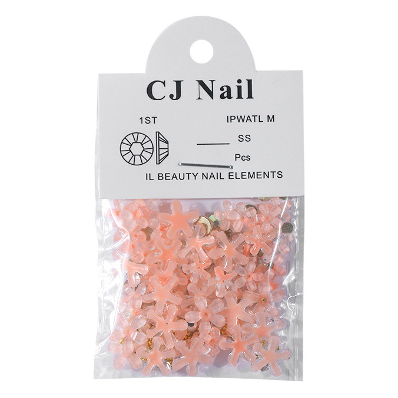 Arte de uñas popular de cinco pétalos flor de la joyería bola de acero mezclado hielo transparente suave rosa pequeña flor Camelia flor decoración de uñas