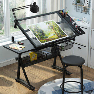 Glass Liftable Drawing Table Drawing Table Professional Drawing Art Designer Desk Workbench Table