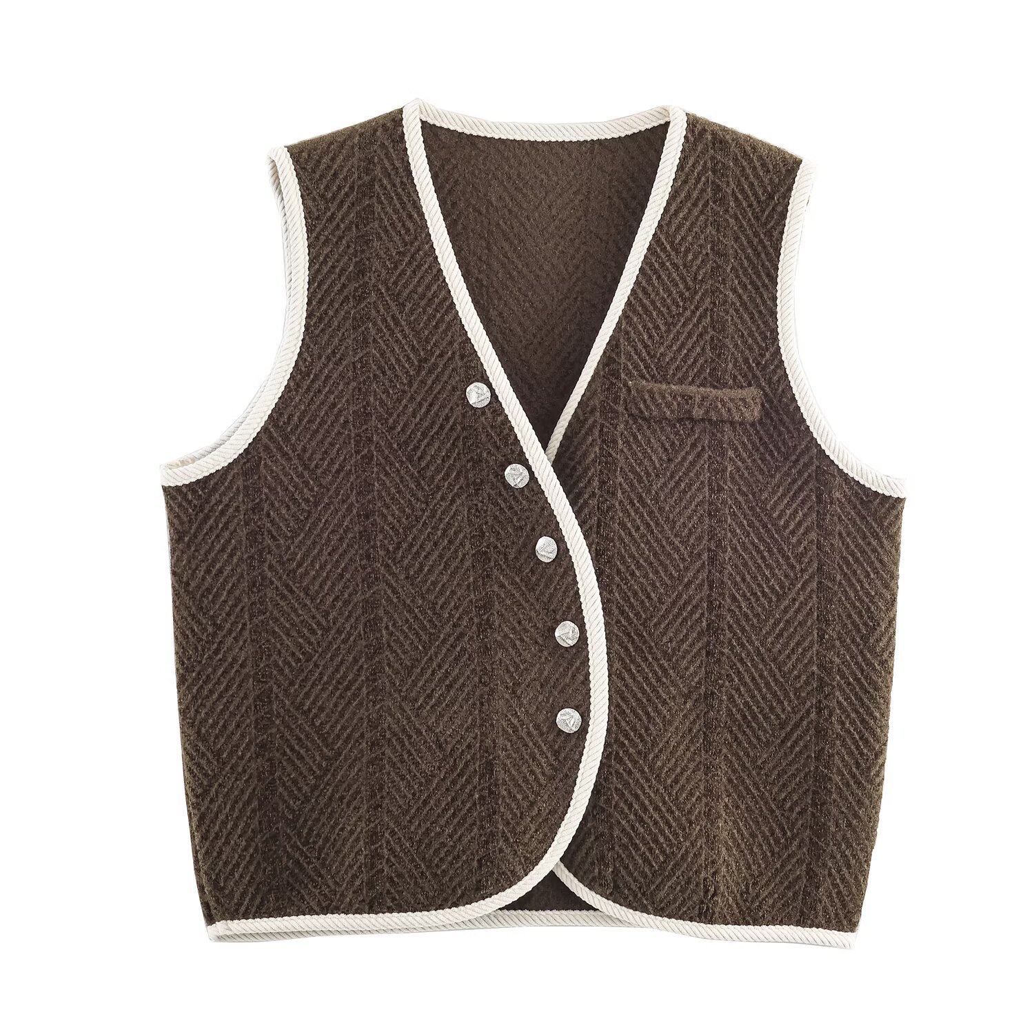 Zg Export New Summer V-Neck Knitted Vest Women's Loose Outer Cardigan Vest Sleeveless Top Sweet Vest