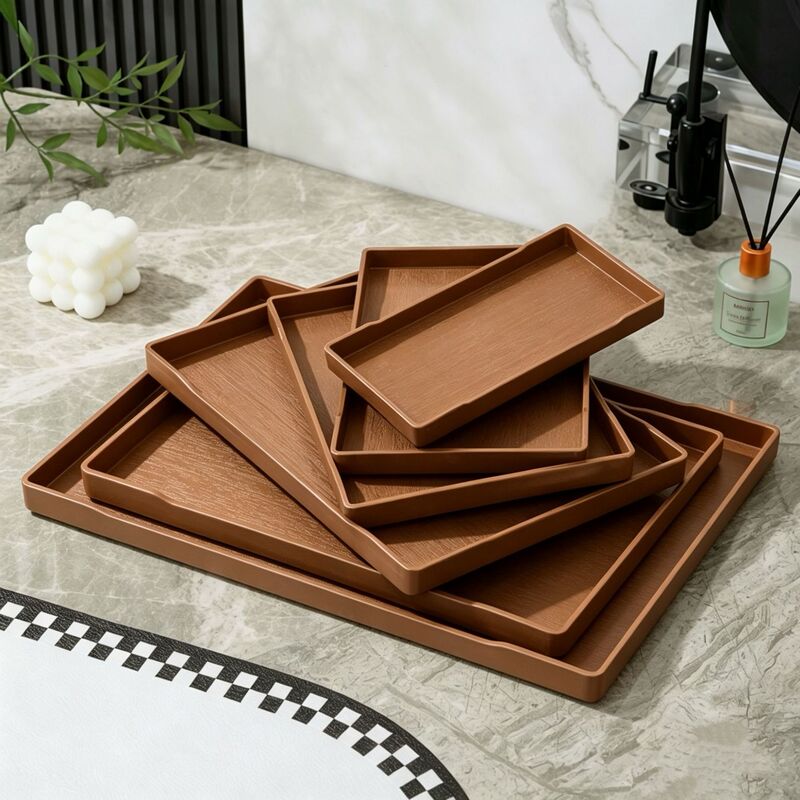 Brown Rectangular Plastic Pp Tray for Hotel Rooms, Water Cup and Tea Tray, Storage Tray, Restaurant Commercial Tea Tray Brown Rectangular Plastic Pp Tray for Hotel Rooms, Water Cup and Tea Tray, Storage Tray, Restaurant Commercial Tea Tray