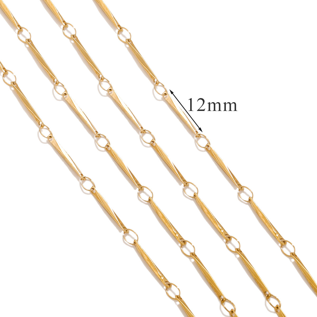 Accesorios de cadena de acero de titanio acero inoxidable galvanizado 18K oro palo S cadena no se desvanece en joyas de viento