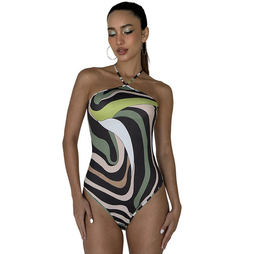 Euro-American Style 2025 Summer Cross-border New Streetwear Creative Digital Print Strapless Backless Tight Bodysuit