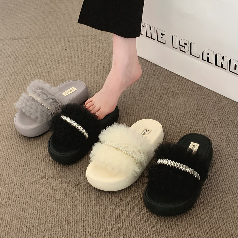 2025 verano tul transpirable ligero fondo suave casual nuevo estilo de fondo grueso sandalias de malla de encaje estilo hada