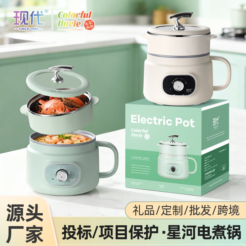 Modern Galaxy Single-Handle Electric Cooker for Home Dormitory Small Non-Stick Electric Cooker with Steamer for One Person Electric Cooking Pot Cross-Border