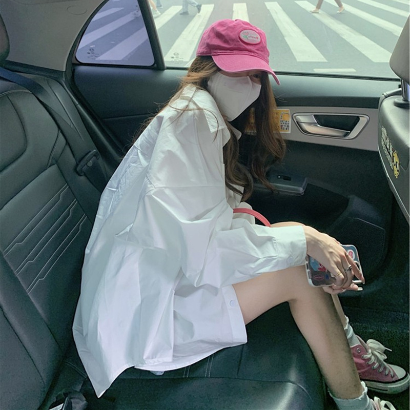 早春宽松白色衬衫薄款外套女夏季2025新款设计感小众防晒衬衣上衣|undefined