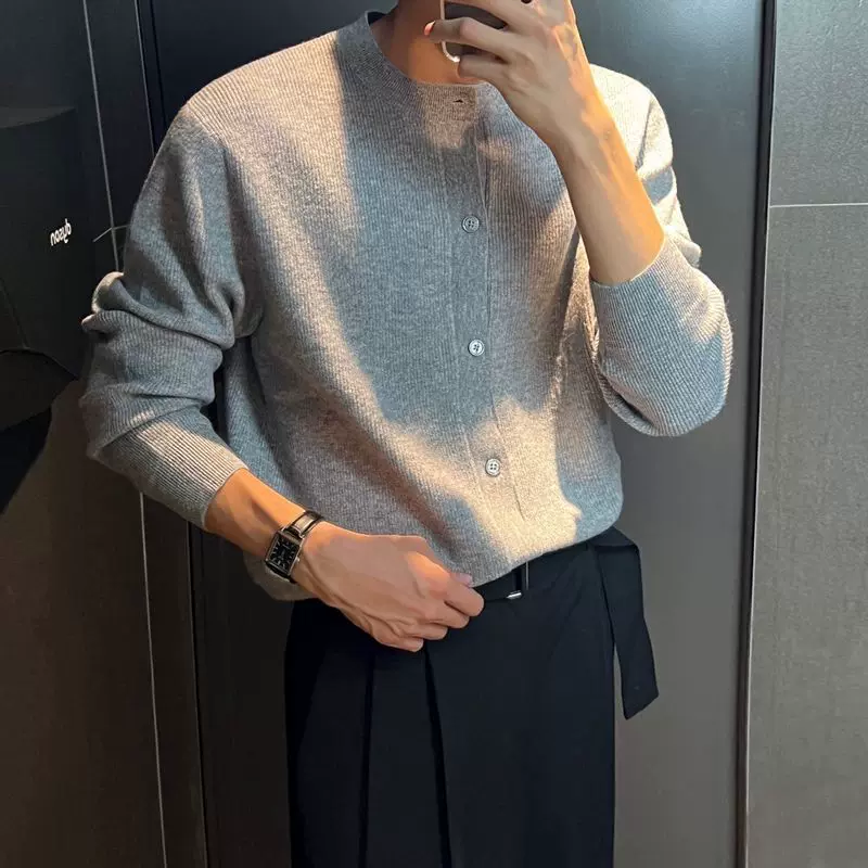 MYQ针织衫开衫长袖T恤男士秋季韩版潮流高级感毛衣宽松休闲外套