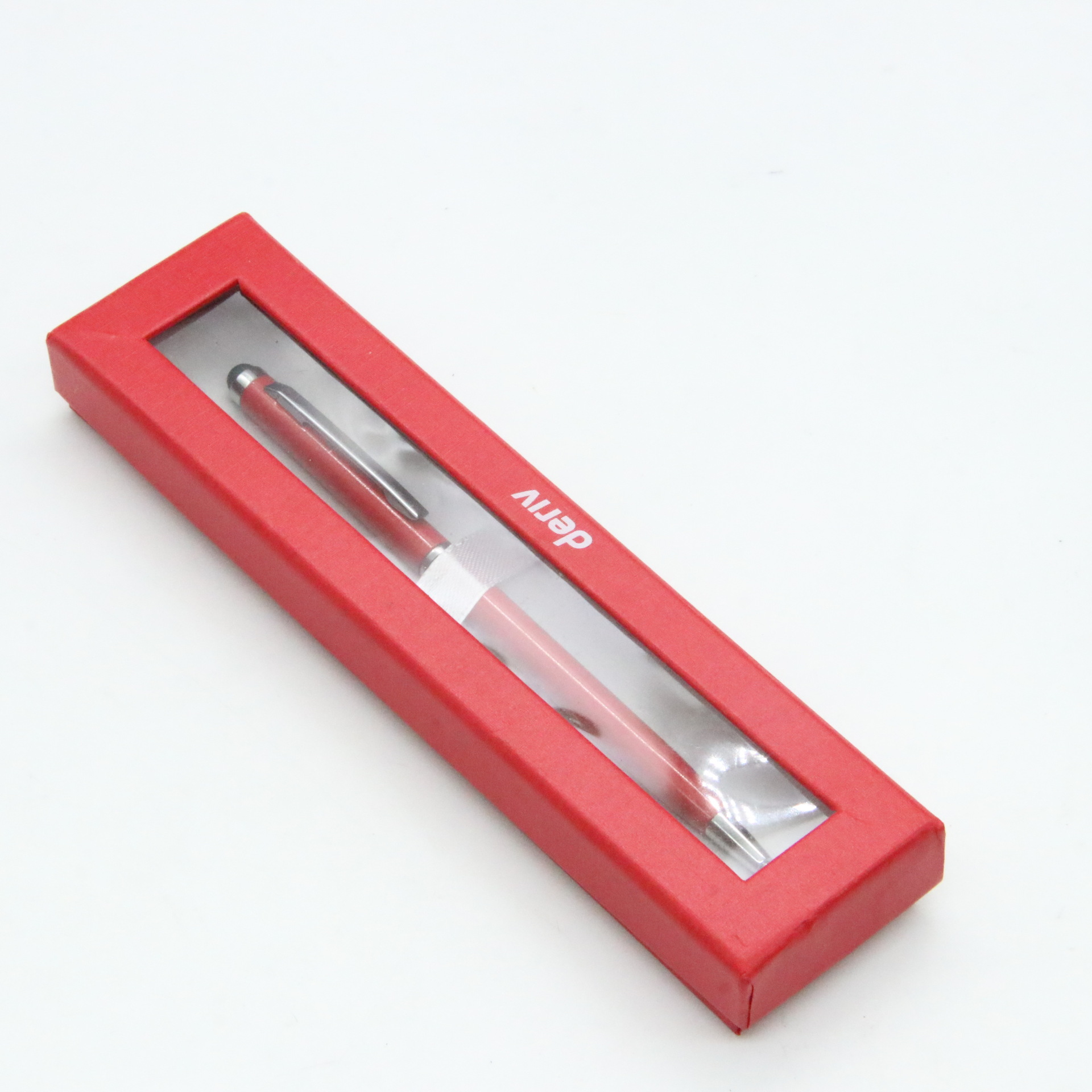 Bolígrafo rojo traje de regalo metal firma pluma pantalla táctil firma pluma regalo pluma caja de regalo negocio