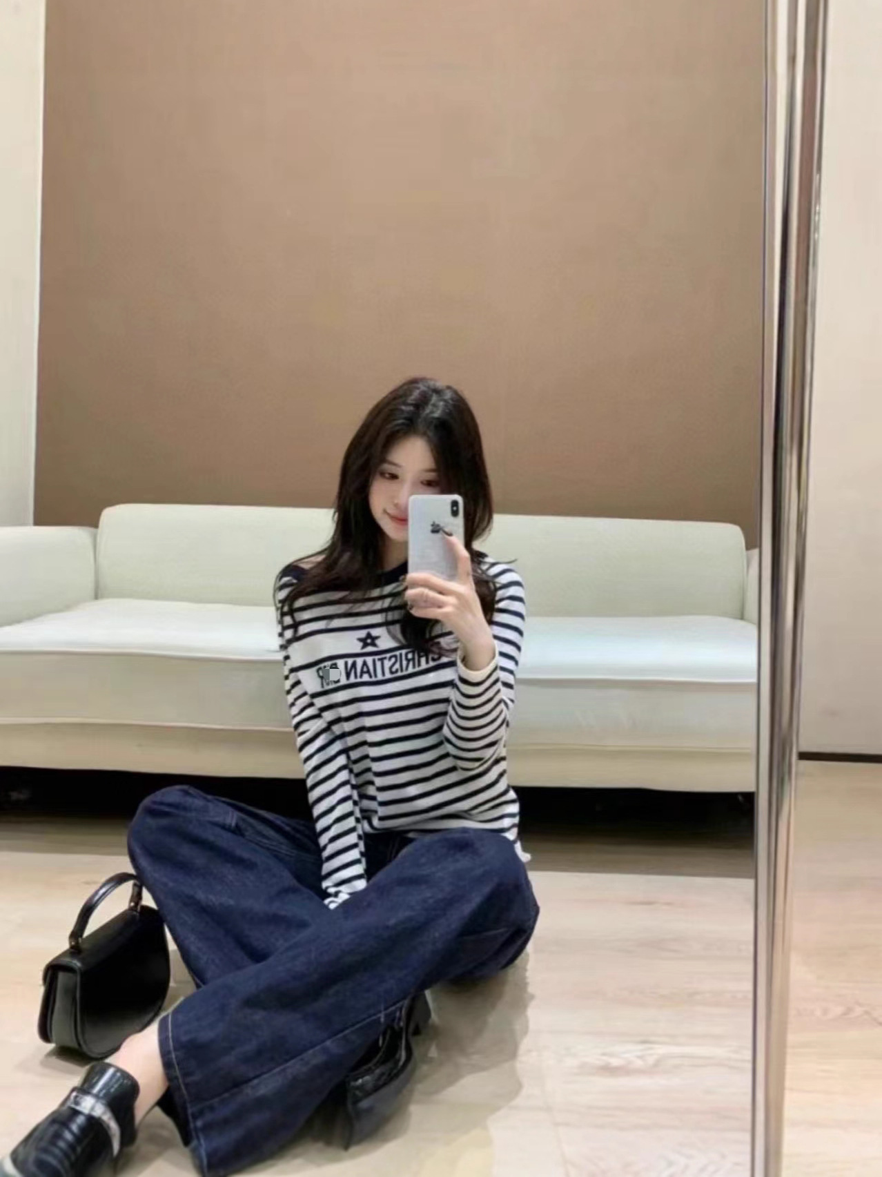 High version of D's correct letter lucky star striped long sleeves