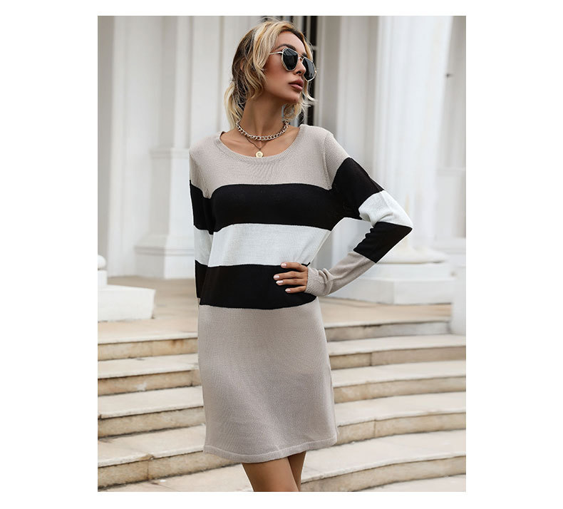 autunno e inverno donna casual ampio color-block maniche lunghe_voghion.com
