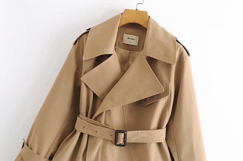 Suit Collar Waist Belt Short Trench Coat NSAM20621