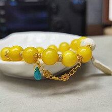 厂家批发天然原矿蜜蜡 搭配猛犸牙托腮象神设计款手链 直播货源