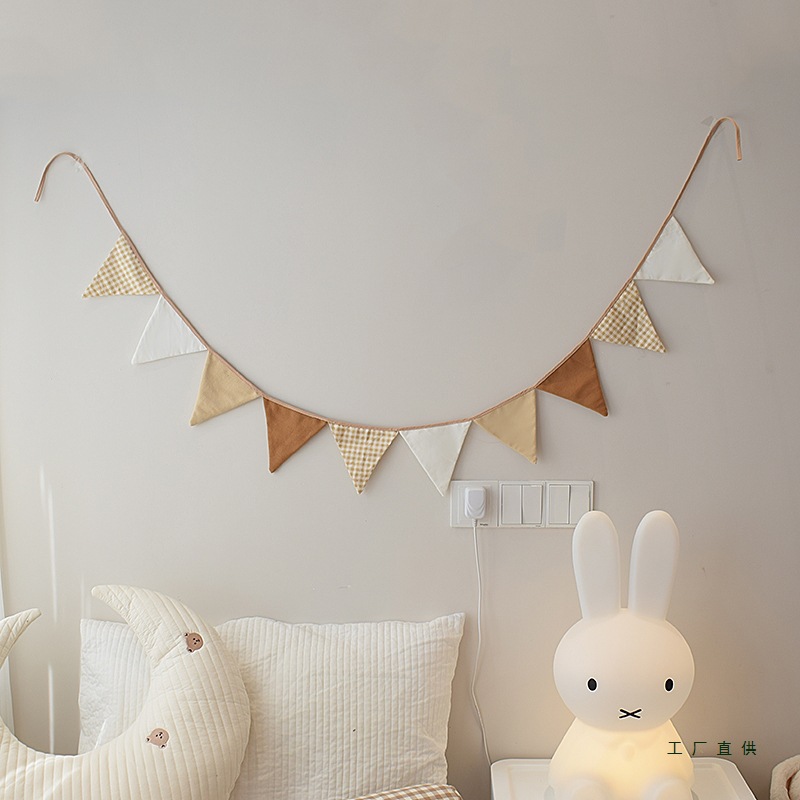 Macaron Velvet Small Colorful Flag Fabric Pennant Hanging Decoration Kidsren's Room Decoration Tent Accessories Decoration 3