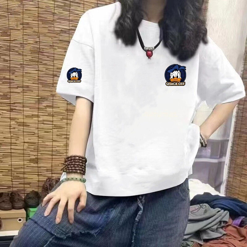 棉短袖T恤女2025夏季新款卡通宽松百搭韩版圆领上衣女ins风|undefined