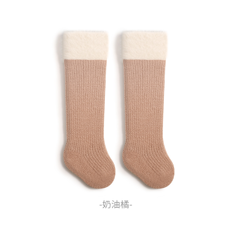 Calcetines recién nacidos sobre la rodilla en invierno, calcetines cálidas para bebés, calcetines de coral para niños y niñas, calcetines para bebés