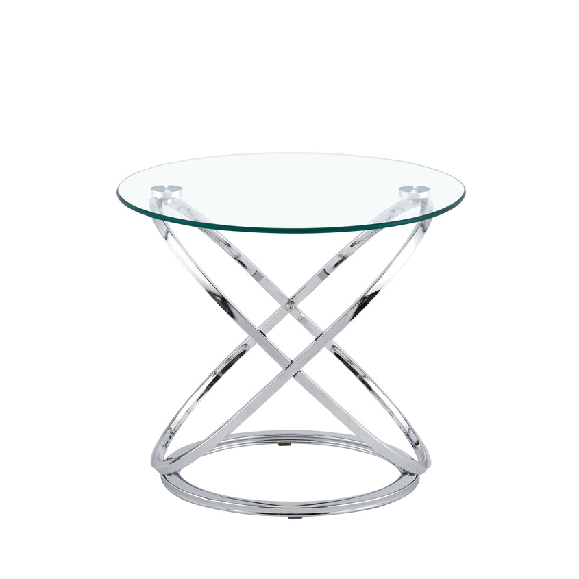 Mesa de té de vidrio temperado, mesa de café de lujo, mesa de café de vidrio moderna y simple.