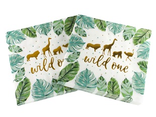 [In stock] Disposable Wild One gilding napkin cartoon animal plant pattern party arrangement supplies