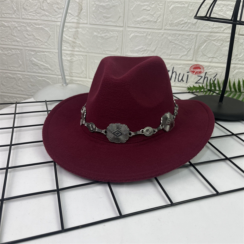Sombrero Cowboy de Lana con Dije Ovalado de Ala Ancha para Primavera image 11