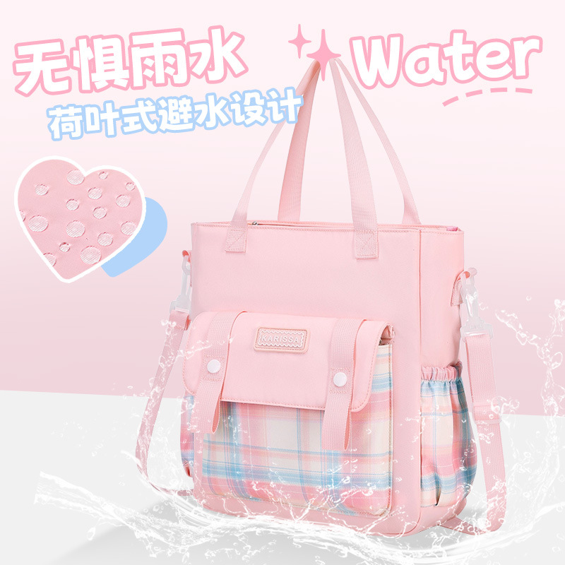 Versión coreana del bolso Tote para mujer, estilo a cuadros, pequeño y fresco, estudiante del campus, bandolera de un solo hombro, mochila de compras para mujer