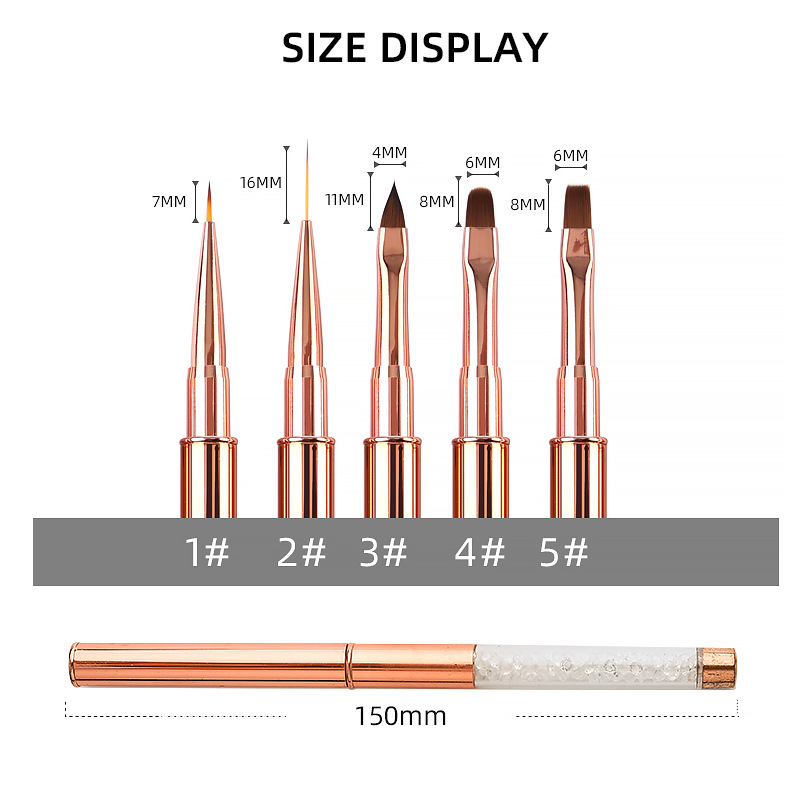 Traje de pluma de clavo de tubo de perforación de metal transfronterizo 5 piezas de pintura de uñas dibujo cabeza plana cabeza redonda fototerapia pluma tallada pluma