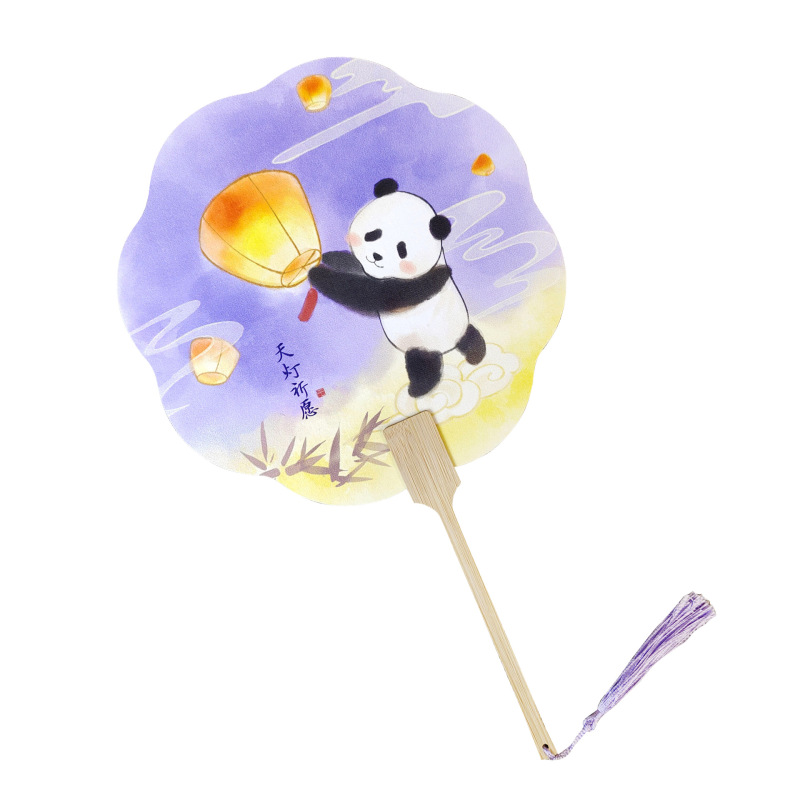 中秋节扇子古风团扇熊猫文创宣纸扇公司活动礼品扇嫦娥月饼宫扇|undefined