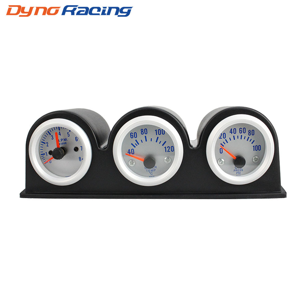 Automotive Performance Triple Gauge - Speed + Water Temperature + Oil Pressure Combo Instrument with Mount 12V