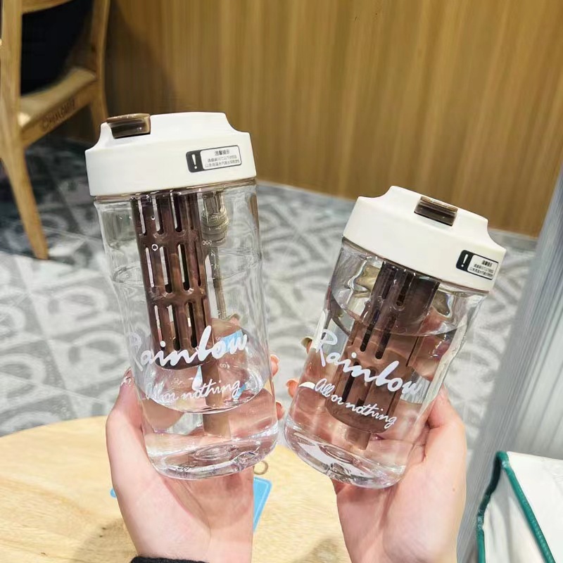 Xinbeidi 7007 nueva taza de agua creativa chica estudiante de alto aspecto taza de paja de separación de Té cerveza taza ins