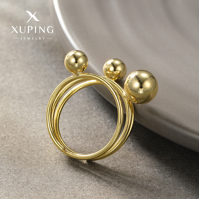 Xuping joyería transfronteriza nueva moda alta sensación de aleación de cobre lineal multicapa brillante perla anillo de anillo de damas