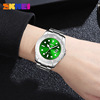 Green quartz solid watch, men's steel belt, calendar