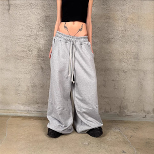 European and American Wholesale Loose Sweatpants Unisex Solid Color Wide-Leg Versatile Casual Joggers High Street Hip-Hop