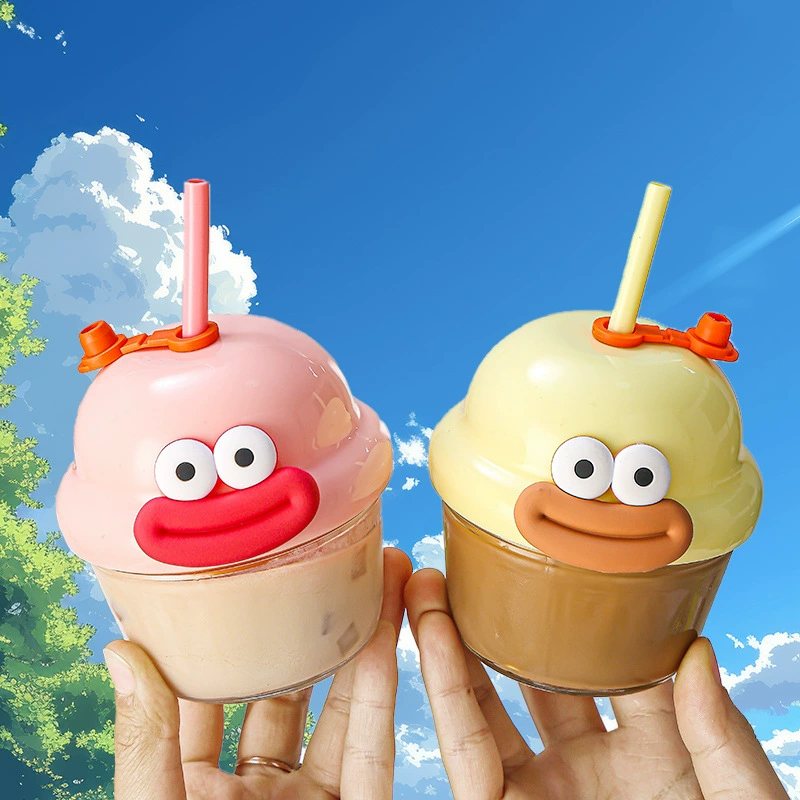 Сделано для Douyin новая маленькая подарочная чашка Dundu cup cartoon glass straw coffee drink water cup department store welfare drainage