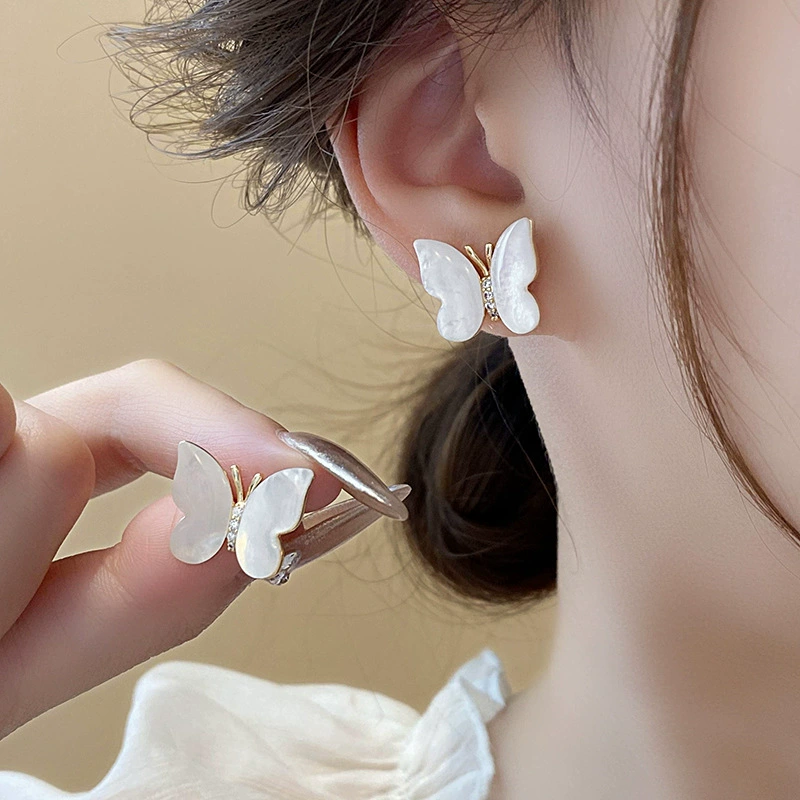 Серебряная игла, белый цирконий, модные милые серьги из жемчуга, цветок, французский стиль