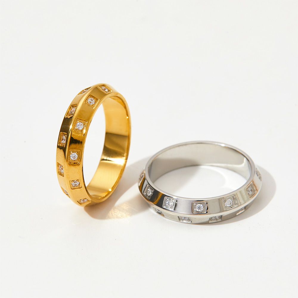 7g Weight 0.03µm-0.05µm Gold Plating Thickness PVD Coated Gold Plating Process PVD Coated Real Gold Plated 16K Gold White Gold Plated Gold Plating Solid Color 304 Stainless Steel Simple Style Waterproof Non Tarnish Rings