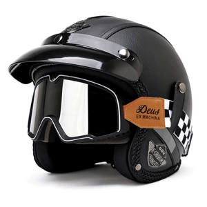 Retro Motorcycle Helmet 3/4 Half Helmet