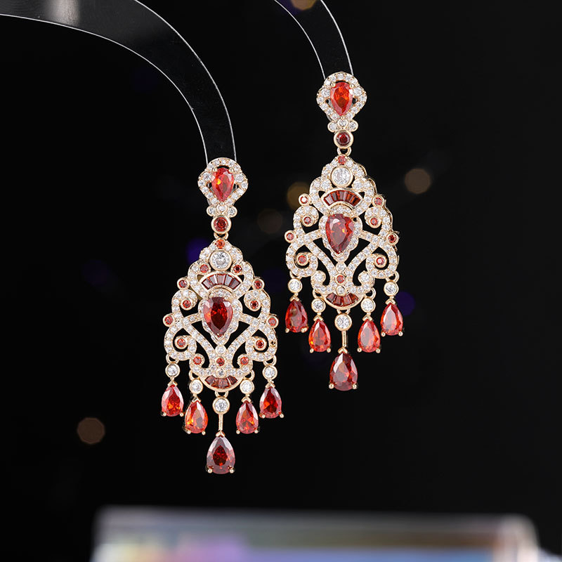 earrings with zircon drop-shaped with tassels
