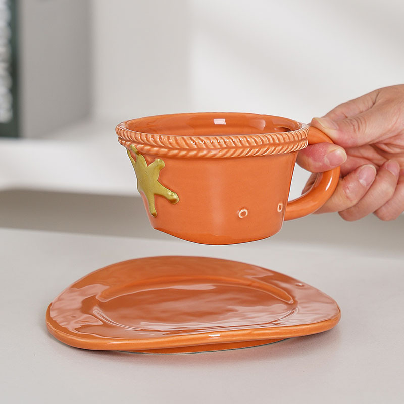 Creativo sombrero de vaquero taza de café taza de botón invertido taza de vaquero taza de cerámica doméstica de dibujos animados taza creativa de alto valor facial taza