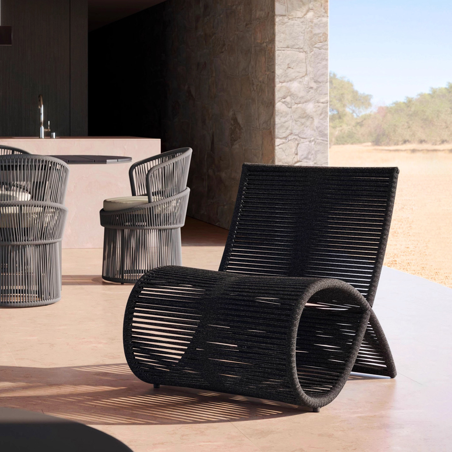 Sofá al aire libre patio sofá de caña impermeable alojamiento residencial hotel escénico muebles de aleación de aluminio creativo sofá único