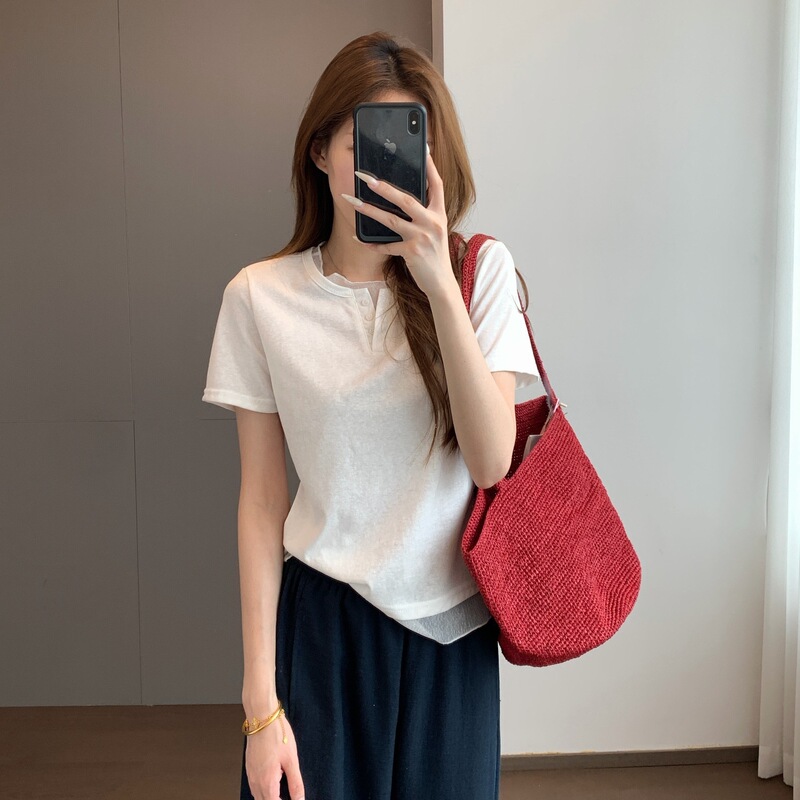 Clearance Sale, No Returns or Exchanges: 12 Slimming, Figure-Flattering Scoop Neck Short-Sleeve Drop Shoulder T-Shirt for Women, Summer 2026