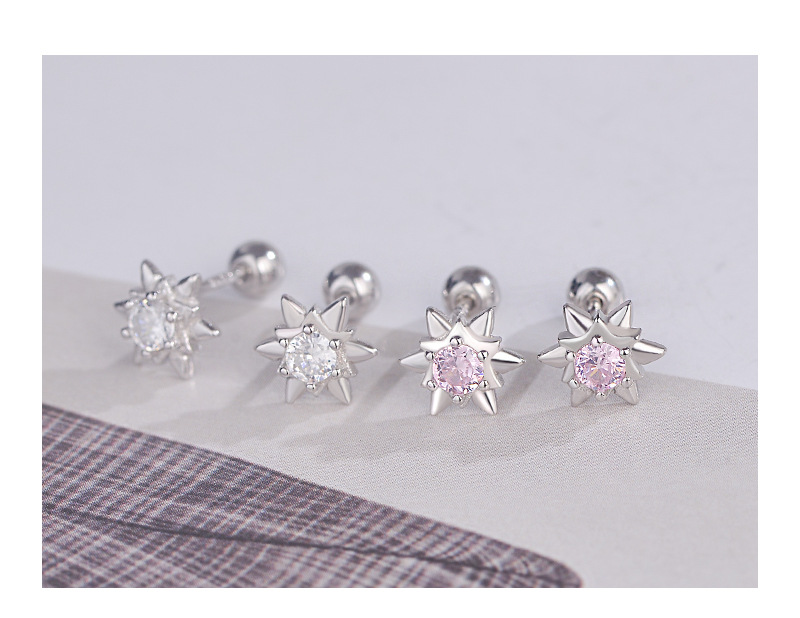 Simple Style Hexagram Silver Plating Inlay Rhinestones Ear Studs 1 Pair