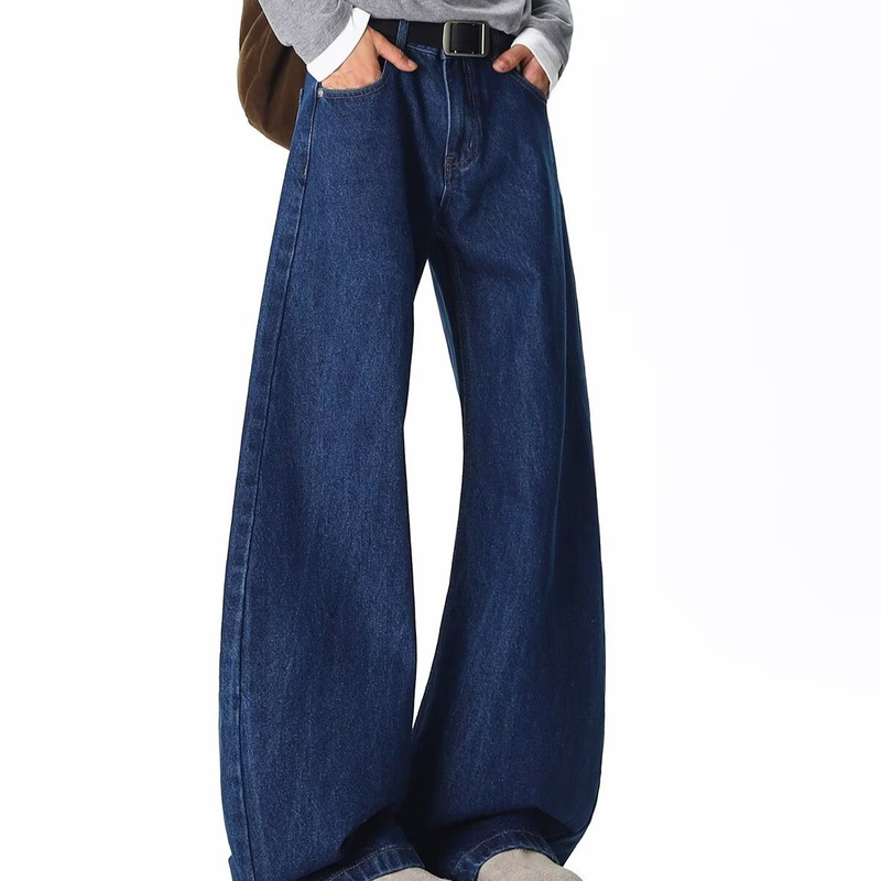 Japanese Street Style American Wide-Leg Jeans Autumn New Washed Men's American Retro Scimitar Loose Long Pants