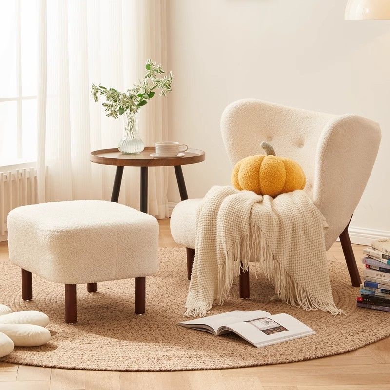 Japanese Nordic Single Sofa Lambswool Living Room Balcony Leisure Lounge Chair Internet Celebrity Design Cream Style Lazy Sofa