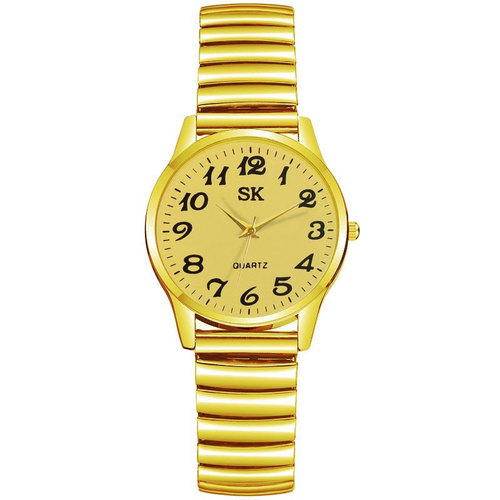 Watches for men and women, temperament, elastic electronic spring, golden elastic band, old-fashioned Father's Day gift for women and seniors