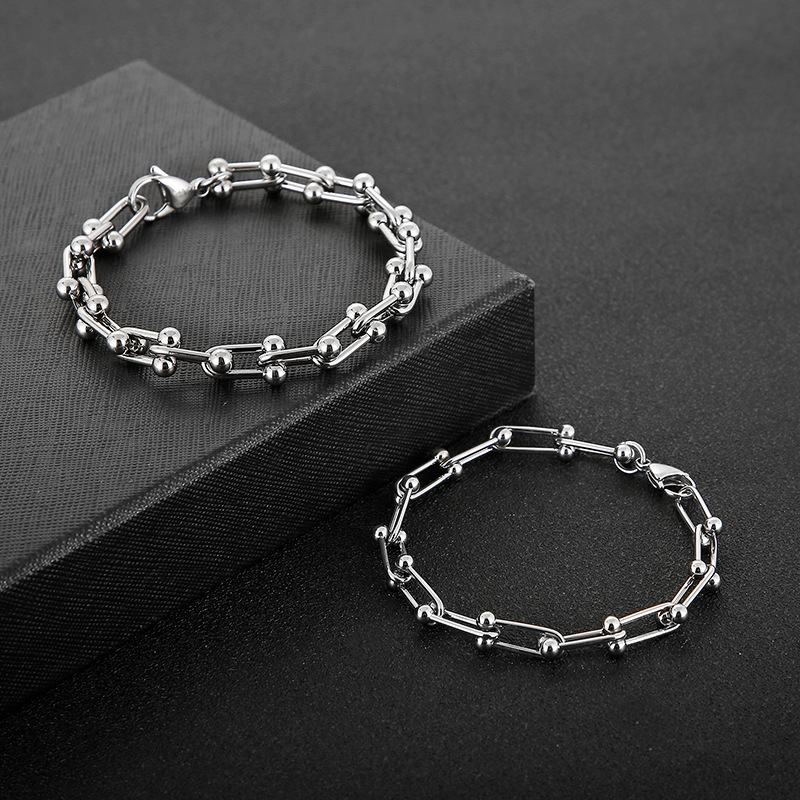 16g Weight PVD Coated Gold Plating Process 18K Real Gold Plated Plating Material Bracelets Classification 304 Stainless Steel Chain Material Daily Occasion 304 Stainless Steel Material U Shape Pattern Unisex Gender Fashion Style Waterproof Non Tarnish, Plating Craft Fashion U Shape Titanium Steel Bracelets Plating Stainless Steel Bracelets 6